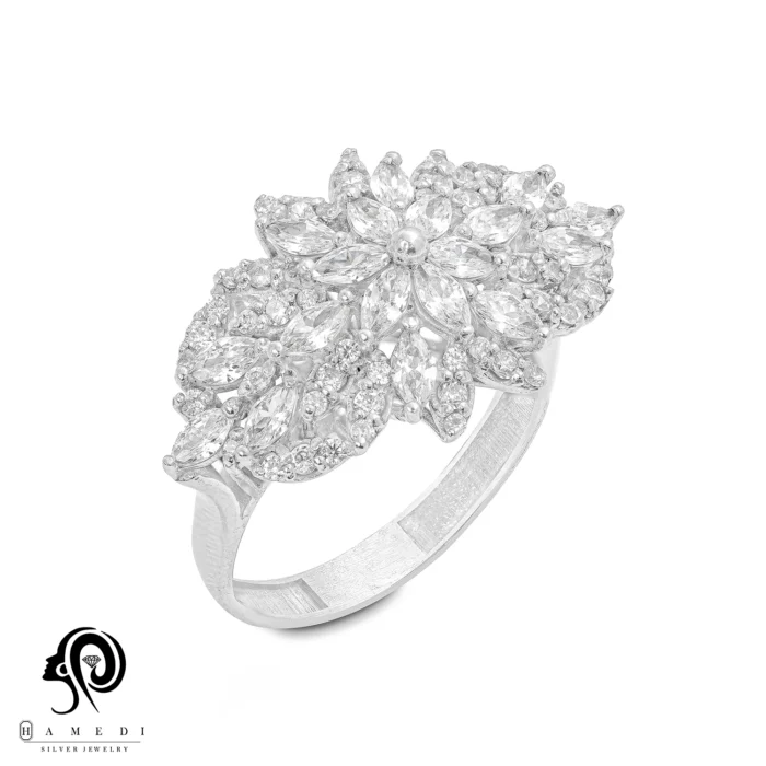 انگشتر نقره زنانه مجلسی جواهری مدل RI K12