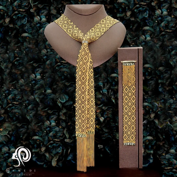 سرویس شالی نقره زنانه طلایی مدل SE T2